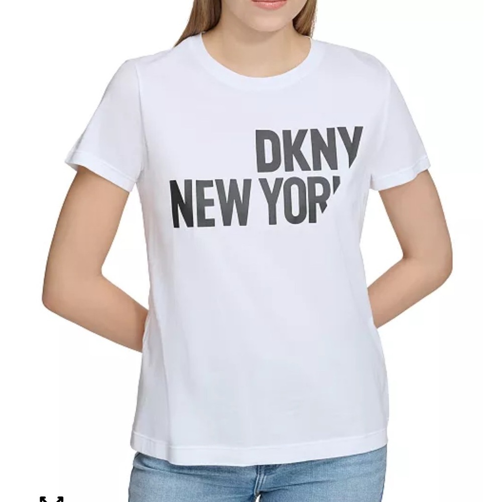NWT DKNY White and Black Logo Tee